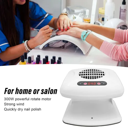 Vista 2 de Secador de aire de uñas blancas con sensor automático de motor giratorio, secador de ventilador de uñas para uso profesional en salones, sistema