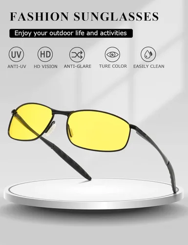 Vista 4 de AEVOGUE anteojos de sol polarizados para hombres, marco metálico rectangular, anteojos retro AE0535.