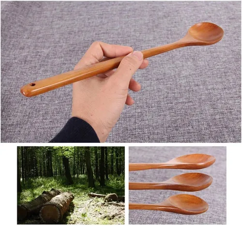 Vista 5 de Cucharas de mezcla de sopa de madera de 13.2 pulgadas, cuchara de cocina de mango largo, utensilios de cocina estilo japonés, 1 unids