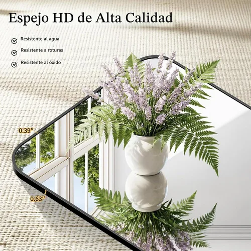 Vista 6 de COFENY Espejo de baño, espejo rectangular negro de 16 x 24 pulgadas para montar en la pared con marco delgado, espejos de tocador de baño para sobre