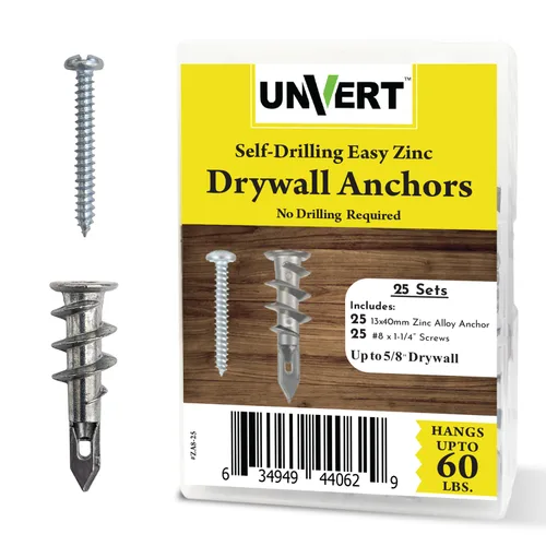 Vista 8 de #8 Kit de anclajes y tornillos para paneles de yeso, anclajes de pared de zinc para paneles de yeso resistentes, con tornillos de anclaje