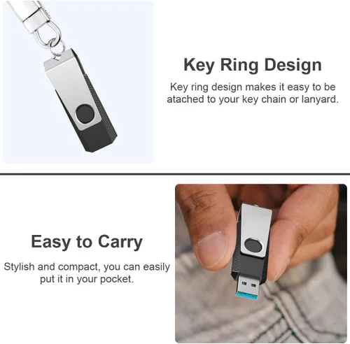 Vista 6 de Aiibe Unidad flash USB de 16 GB Memoria USB 3.0 Memoria Stick PenDrive 16GB - Negro