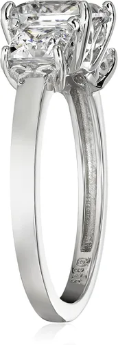 Vista 4 de Tienda Essentials Anillo de plata de ley chapada en platino o oro con 3 piedras de corte princesa hecho con circonitas Infinite Elements