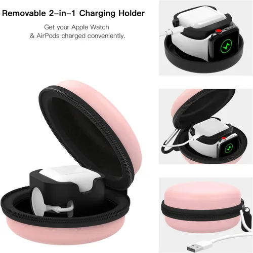 Vista 16 de MoKo Caja de almacenamiento compatible con Apple Watch Series 11/10/9/8/7/6/5/4/3/2/1/SE3/SE2/SE, funda protectora portátil de viaje para AirPods
