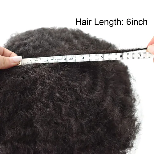 Vista 4 de Afro Toupee para hombres negros unidad de cabello humano para hombres negros postizo PU Ingección Afro Mens Toupee 4MM onda #1 negro azabache