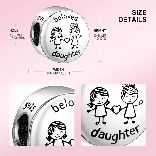Vista 5 de NINGAN Dijes con dije de trébol de corazón con texto en inglés "I Love My Family" para mujer, regalo para mamá, familia, hermana, amigas