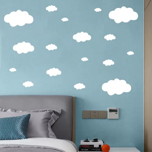 Vista 6 de Nubes blancas para decoración de pared de techo, calcomanías de nubes extraíbles para guardería, dormitorio, sala de estar, calcomanía decorativa