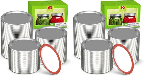 Vista 11 de 100 unidades/50 juegos de tapas y anillos para conservas de boca regular, tapas premium de tarro Mason con bandas/anillos para Ball, tarros Kerr