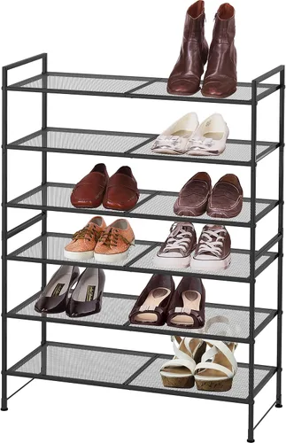 Vista 4 de Simple Houseware - Zapatero apilable de 3 niveles, superficie en rejilla, color negro