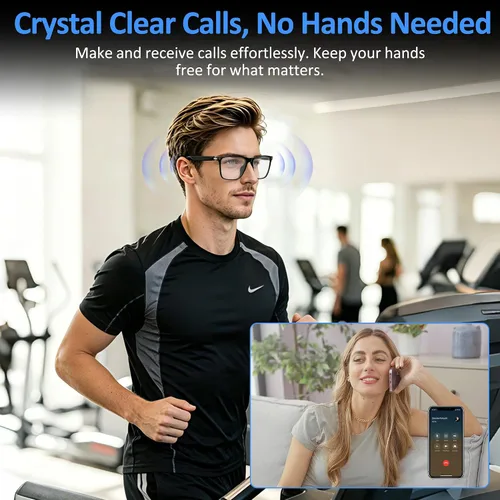 Vista 6 de Lentes inteligentes AI con altavoz de oído abierto, Bluetooth 5.4, compatible con asistente de voz, traducción en tiempo real, lentes que cambian