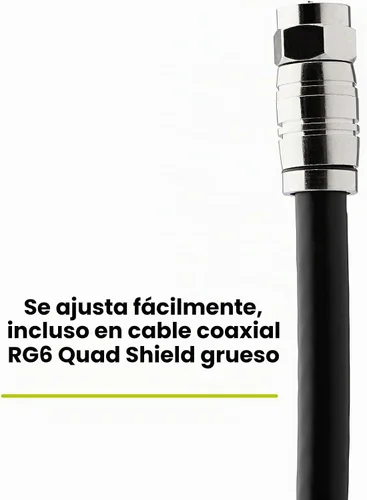 Vista 5 de trueCABLE - Conector F de compresión universal de fácil ajuste RG6 y RG6Q para cable coaxial Dual Shield (DS) Tri-Shield y Quad Shield (QS), 10