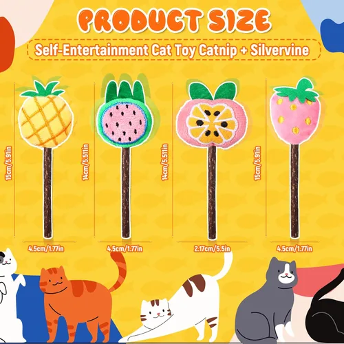 Vista 2 de Ptwola 4 piezas de fruta natural Silvervine Sticks Gato Gatitos Masticar