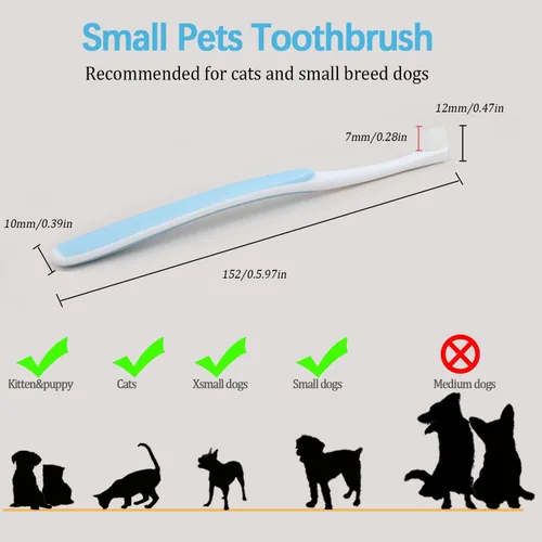 Vista 2 de JGocot Cepillo de dientes para perros pequeños, cabezal de microcepillo, nano cerda, cepillo de dientes suave para encías y dientes sensibles, kit