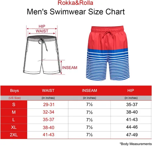 Vista 6 de Rokka&Rolla Men's Swim Trunks 7.5" Quick Dry Beach Shorts Swimwear Bathing Suit with Mesh Lining