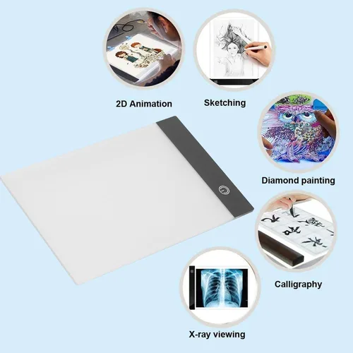 Vista 3 de Huleo Almohadilla de luz LED, almohadilla de luz de trazado A5, caja de luz de almohadilla de rastreo de artcrafts, 3 niveles de brillo, tablero