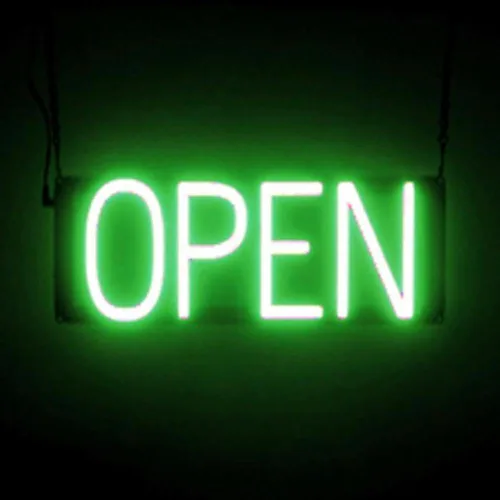 Vista 26 de SpellBrite Letrero LED Neon OPEN para negocios - Azul, 17" x 6