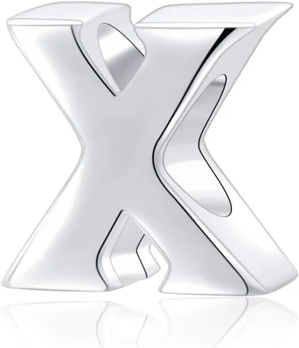 Vista 17 de Abalorio de plata de ley 925 con letra inicial de la A a la Z del alfabeto, se adapta a pulseras Pandora, collar de joyería de regalo para el día