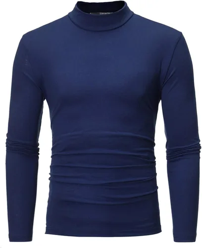 Vista 2 de Muscularfit Suéteres casuales para hombre, cuello alto, manga larga, tejido de punto grande y alto, forro polar, suéteres cálidos