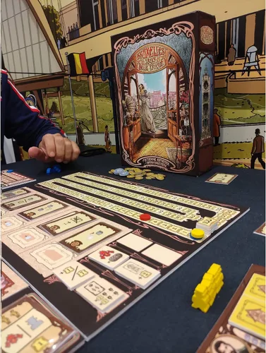 Vista 4 de Bruxelles 1893 Incluyendo Belle Epoque Expansion - Juego de mesa de estrategia de colocación y licitación de trabajadores, a partir de 14 años, 2-5