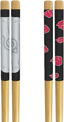 Vista 4 de Naruto Shippuden - Juego de 2 pares de palillos coleccionables de bambú de anime de 8.85 pulgadas de largo