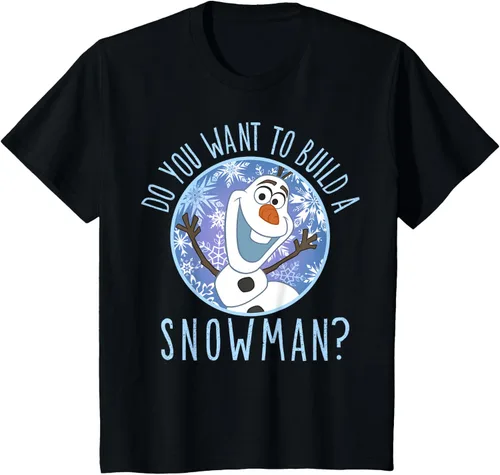 Vista 33 de Disney Camiseta Frozen Olaf con texto en inglés "Do You Want to Build A Snowman Negro