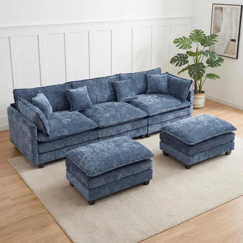 Vista 21 de Sofá seccional, cómodo sofá modular de nube, sofá modular de asiento profundo, sofá moderno en la nube, sofás modulares para sala de estar, Beige