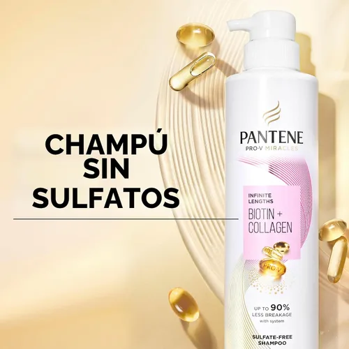 Vista 5 de Pantene Pro-V Miracles Infinite Lengths Biotina + Champú sin sulfato de colágeno 13.5 onzas líquidas
