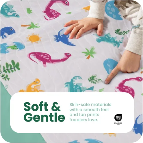 Vista 5 de IMPROVIA® Almohadillas para orinar para niños, impermeables, reutilizables, lavables, absorbentes, antideslizantes, diseño de dinosaurio
