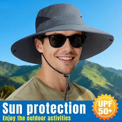 Vista 4 de NPJY Sun Bucket Hats Wide Brim Fishing Hat UPF 50+ Beige