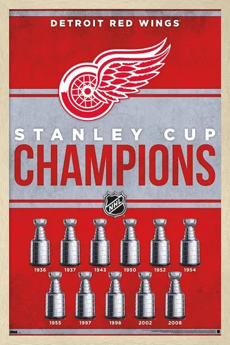 Vista 6 de Trends International NHL Detroit Red Wings - Póster de pared de Champions 23, 34 pulgadas de largo x 22.4 W, paquete de póster y montaje prémium