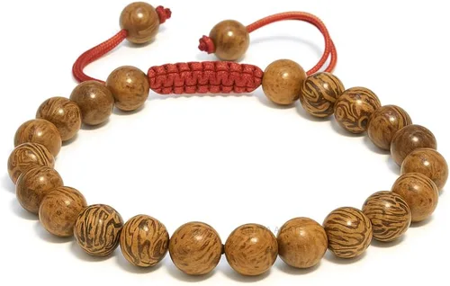 Vista 85 de Adjustable Crystal Bracelet – Gemstone Bead Bracelet with Adjustable Macrame String – Chic Gemstone Bracelet for Men and Women – 8mm Round Healing
