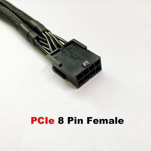 Vista 2 de GPU PCI-e 8 pines hembra a doble 8 (6+2) pin macho PCI Express trenzado con manga divisor cable de alimentación 9 pulgadas (paquete de 3)