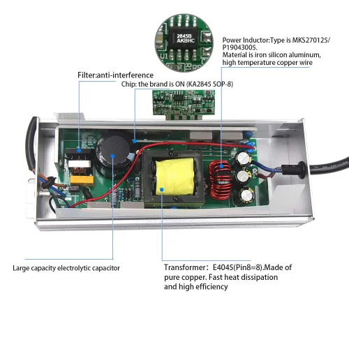 Vista 5 de Fuente de alimentación LED 200W High-powerTransformer impermeable IP67 12V DC adaptador de controlador para uso al aire libre