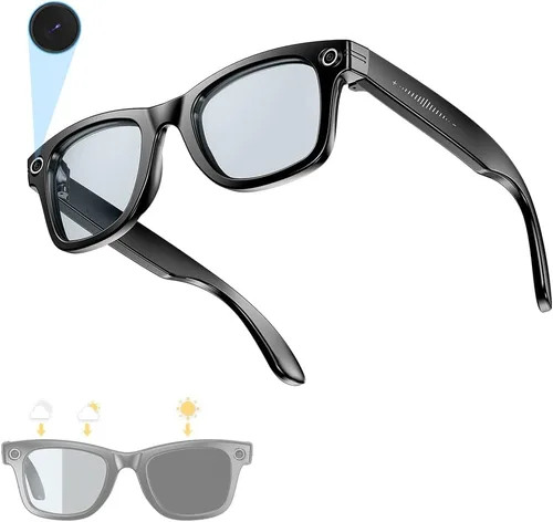 Vista 9 de Al Smart Glasses, cámara HD 1080p con funciones de música y llamadas, gafas inteligentes Ai con Bluetooth para grabación de video remota, control