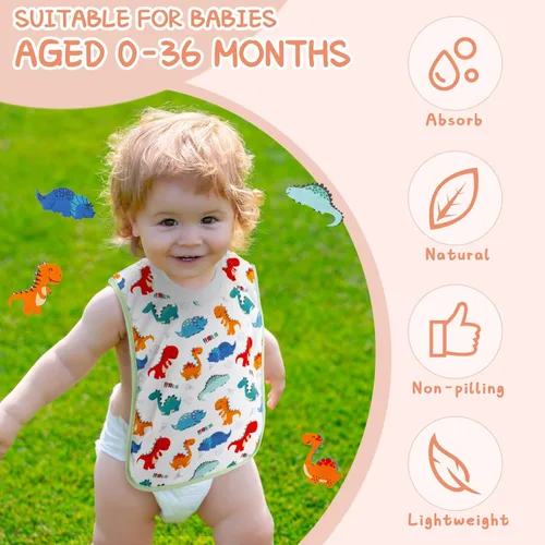 Vista 5 de Newwiee 5 baberos grandes para bebés, baberos suaves y absorbentes, cobertura completa, baberos para niños pequeños baberos baberos baberos