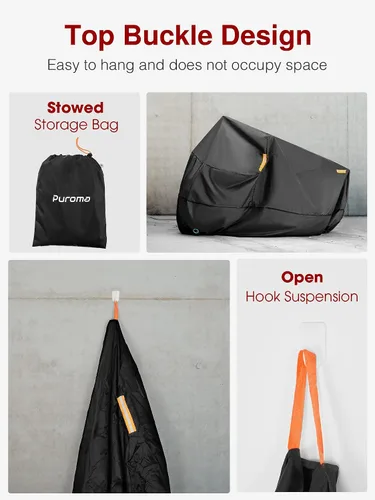 Vista 7 de Puroma Funda para Motocicleta de Servicio Pesado, Funda para Scooter Impermeable para Exteriores, Protección Universal de Calidad para Todas