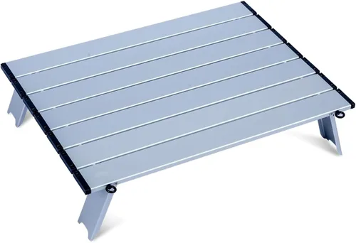 Vista 11 de iClimb - Mesa plegable ultraligera y compacta de mini playa y picnic de aluminio con bolsa de transporte, dos tamaños (negro - S)