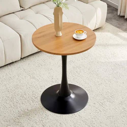 Vista 16 de Mesa de comedor redonda de nogal para espacios pequeños, mesa de tulipanes de 32 pulgadas con base de pedestal de metal, mesa de bistró para 2/3/4
