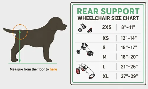 Vista 3 de Silla de ruedas para perros para patas traseras, diseñada y probada por cirujano ortopédico K9, carrito ajustable para cochecito con ruedas todo