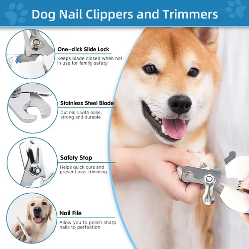 Vista 5 de Cepillo para perros Kit de aseo para perros, 6 cepillos para perros para pelar y pelar, peine desengrasante para perros, cortaúñas para gatos