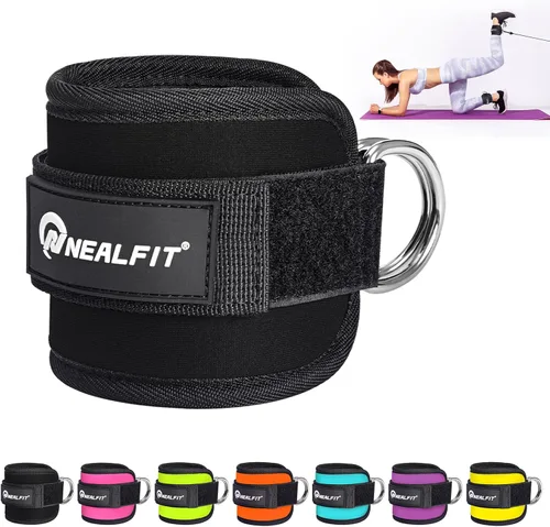Vista 11 de NEALFIT Correa de tobillo para máquina de cable, tobillera de gimnasio para patadas, extensiones de piernas, entrenamientos de glúteos, abductores