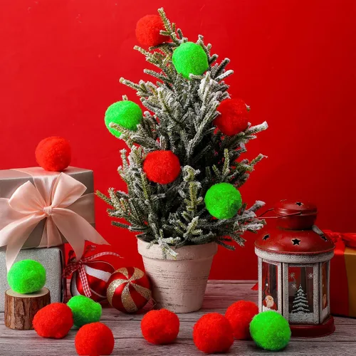 Vista 2 de WILLBOND 80 bolas de pompones para manualidades para disfraz de Navidad, decoración de invierno, guirnalda de fieltro, bolas de fieltro verde