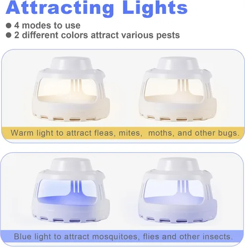 Vista 2 de Trampa para pulgas para el hogar, trampa eléctrica de plagas para interiores con 10 recambios de tablero adhesivo, trampa de luz nocturna