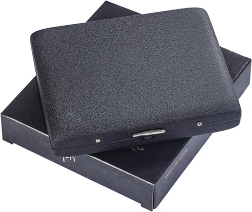 Vista 6 de Cigarette Case for 20 Regular Size Cigarettes, Metal Cigarette Box, 2 Pack, Cigarette Case for Men Women,One Size,Black