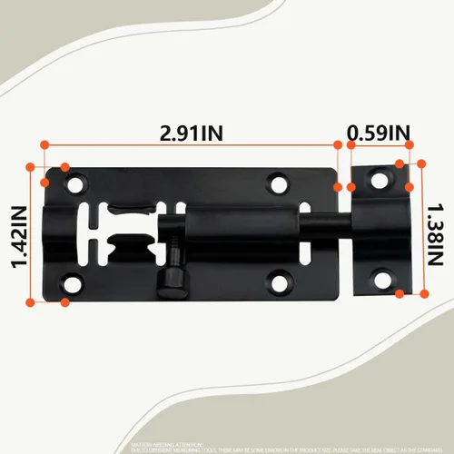 Vista 2 de SANATO Pestillo de perno de barril deslizante de 3 pulgadas, cerradura deslizante de acero inoxidable para seguridad de puerta, negro (4 piezas)