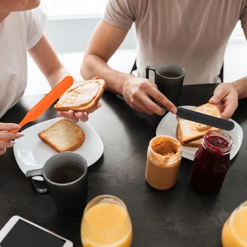 Vista 4 de 3 espátulas para frascos, espátulas de silicona para frascos resistentes al calor con mango largo, esparcidor de mermelada, espátulas para crema