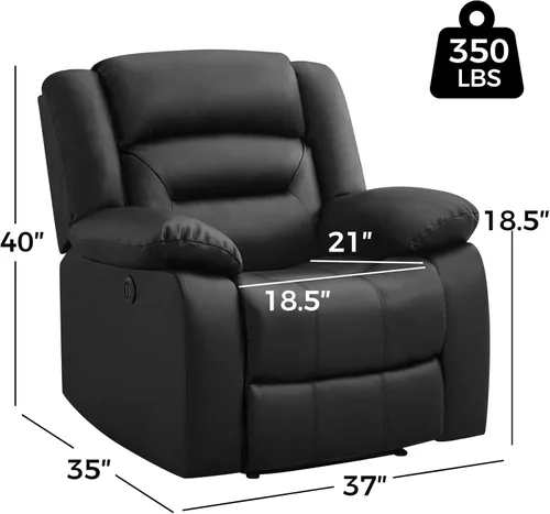Vista 3 de EBELLO Silla reclinable eléctrica clásica, de piel sintética, silla reclinable eléctrica de gran tamaño con cojín suave y respaldo, sofá con cómodo