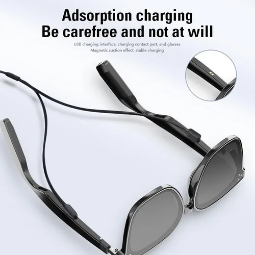 Vista 8 de Lentes de sol inteligentes Bluetooth para hombres y mujeres, gafas de audio con altavoces, protección UV400, asistente de voz, disparo remoto, carga