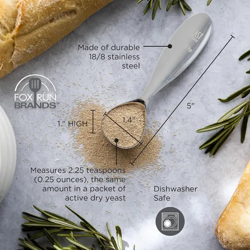 Vista 6 de Fox Run Cuchara medidora de levadura de acero inoxidable, 2.25 cucharaditas, 0.25 onzas Bread Baking Supplies Perfect Yeast Measurments