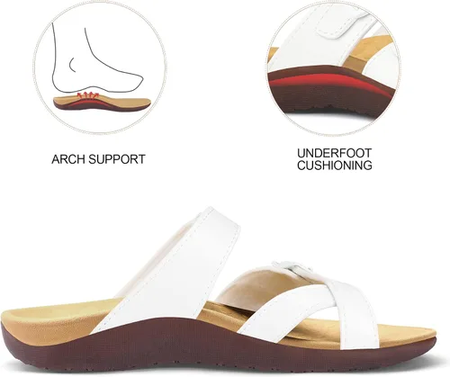 Vista 4 de mysoft Sandalias ortopédicas ajustables para mujer, con soporte de arco, cómodas para caminar y verano